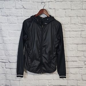 Under Armour Black Hooded Windbreaker with Glossy Finish
